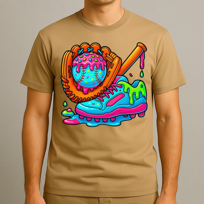 Ice Cream Drip Baseball Stuff Baseball Dripping For T-Shirt