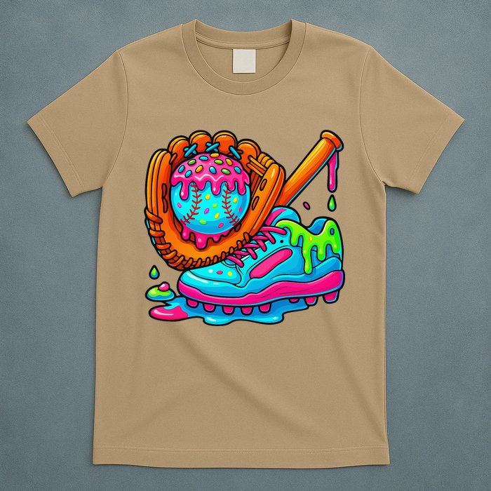 Ice Cream Drip Baseball Stuff Baseball Dripping For T-Shirt