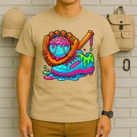 Ice Cream Drip Baseball Stuff Baseball Dripping For T-Shirt