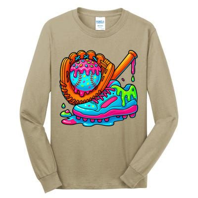 Ice Cream Drip Baseball Stuff Baseball Dripping For Tall Long Sleeve T-Shirt