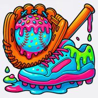 Ice Cream Drip Baseball Stuff Baseball Dripping For Garment-Dyed Sweatshirt