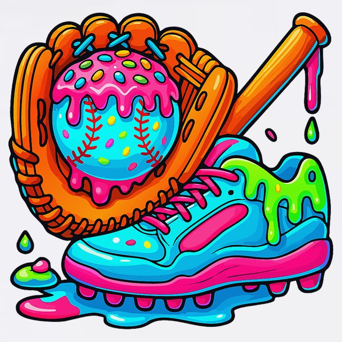 Ice Cream Drip Baseball Stuff Baseball Dripping For Garment-Dyed Sweatshirt
