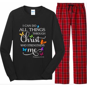 I Can Do All Things Through Christ Butterfly Art Religious Great Gift Long Sleeve Pajama Set