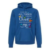 I Can Do All Things Through Christ Butterfly Art Religious Great Gift Premium Hoodie