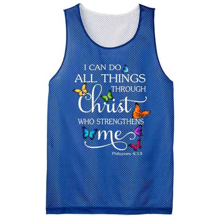 I Can Do All Things Through Christ Butterfly Art Religious Great Gift Mesh Reversible Basketball Jersey Tank