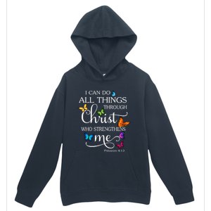 I Can Do All Things Through Christ Butterfly Art Religious Great Gift Urban Pullover Hoodie