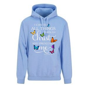 I Can Do All Things Through Christ Butterfly Art Religious Great Gift Unisex Surf Hoodie