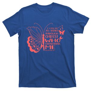 I Can Do All Things Through Christ Religous Bible Butterfly Gift T-Shirt