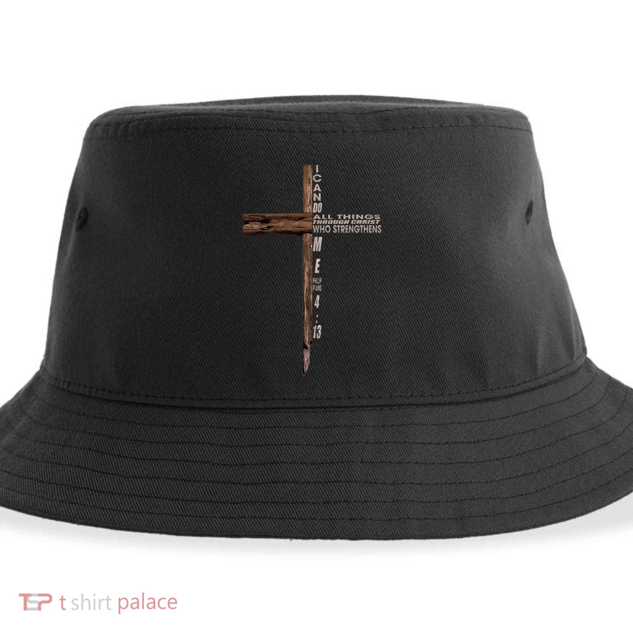 I Can Do All Things Through Christ Who Strengthens Me Cross Sustainable Bucket Hat