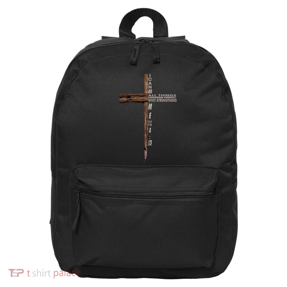 I Can Do All Things Through Christ Who Strengthens Me Cross 16 in Basic Backpack