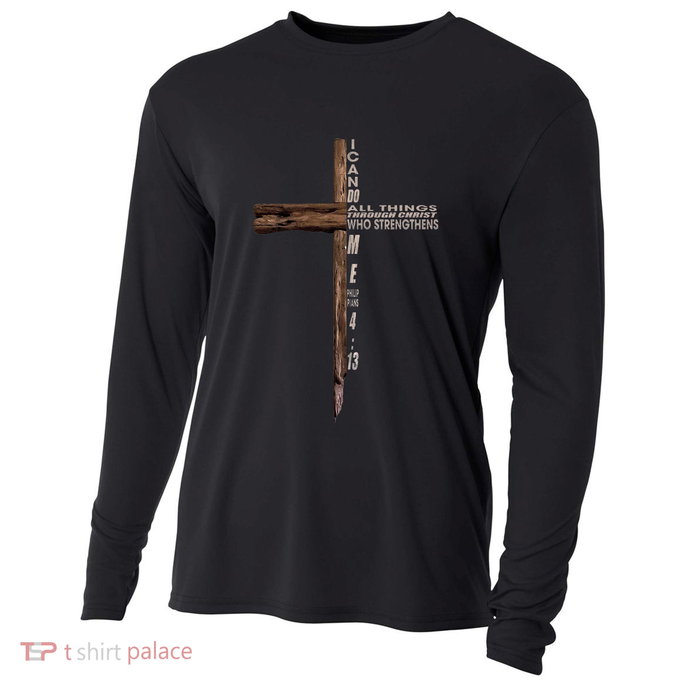 I Can Do All Things Through Christ Who Strengthens Me Cross Cooling Performance Long Sleeve Crew