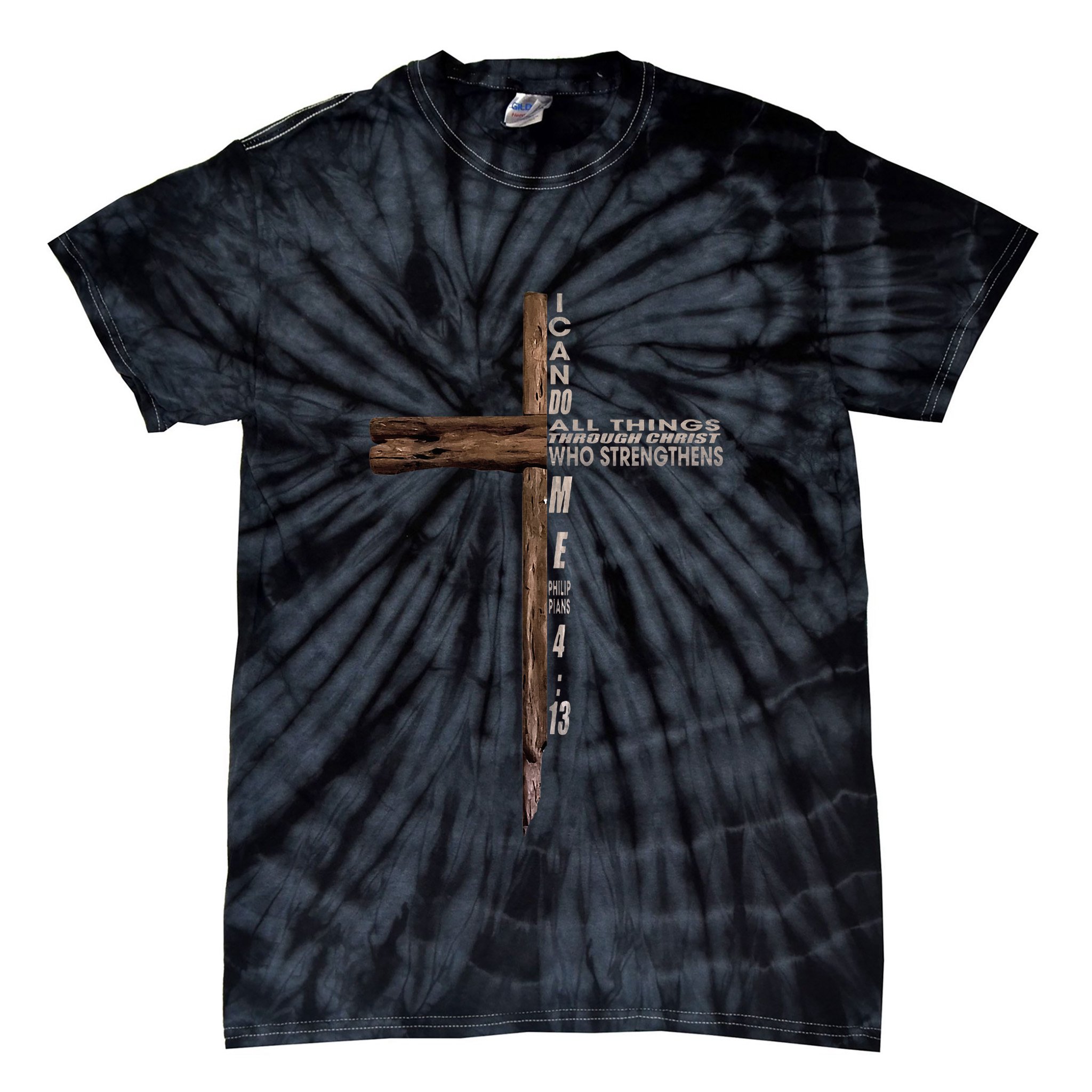 I Can Do All Things Through Christ Who Strengthens Me Cross Tie-Dye T-Shirt