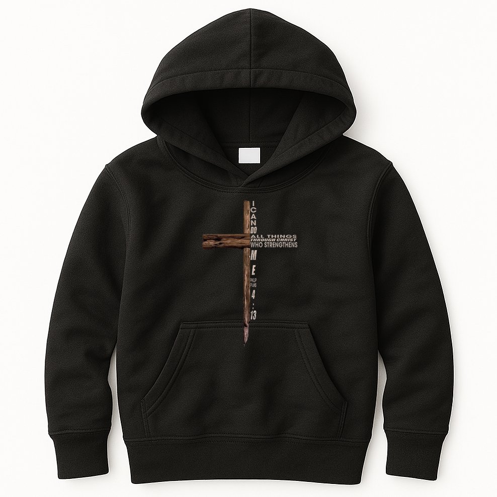 I Can Do All Things Through Christ Who Strengthens Me Cross Kids Hoodie