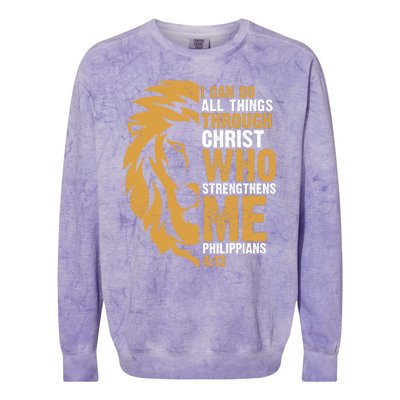 I Can Do All Things Through Christ Who Strengthens Me Philippians 4:13 Colorblast Crewneck Sweatshirt