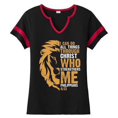 I Can Do All Things Through Christ Who Strengthens Me Philippians 4:13 Ladies Halftime Notch Neck Tee