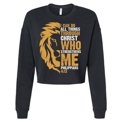 I Can Do All Things Through Christ Who Strengthens Me Philippians 4:13 Cropped Pullover Crew