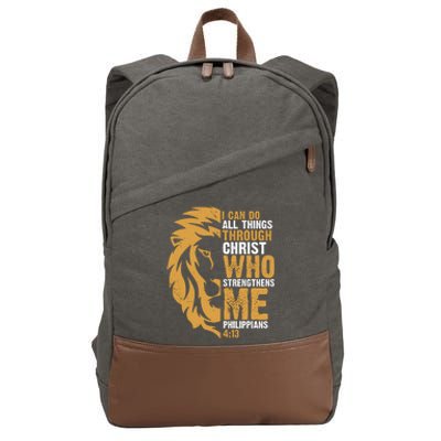 I Can Do All Things Through Christ Who Strengthens Me Philippians 4:13 Cotton Canvas Backpack