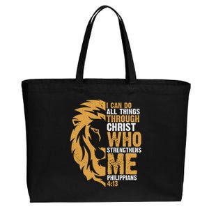 I Can Do All Things Through Christ Who Strengthens Me Philippians 4:13 Cotton Canvas Jumbo Tote