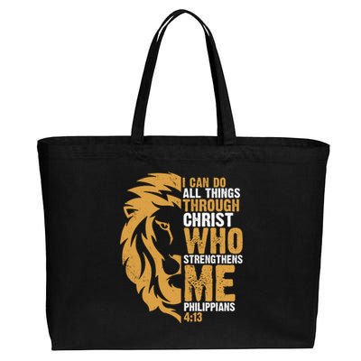 I Can Do All Things Through Christ Who Strengthens Me Philippians 4:13 Cotton Canvas Jumbo Tote