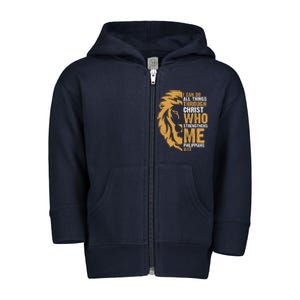 I Can Do All Things Through Christ Who Strengthens Me Philippians 4:13 Toddler Zip Fleece Hoodie