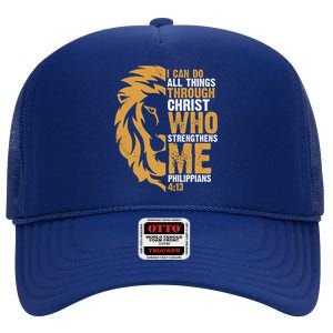 I Can Do All Things Through Christ Who Strengthens Me Philippians 4:13 High Crown Mesh Back Trucker Hat