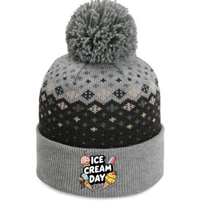 Ice Cream Day 2024 Ice Cream Ice Cream Funny Gift The Baniff Cuffed Pom Beanie