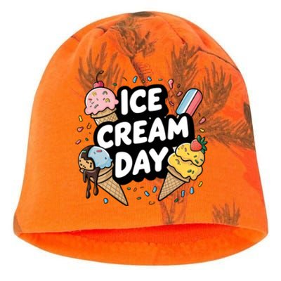 Ice Cream Day 2024 Ice Cream Ice Cream Funny Gift Kati - Camo Knit Beanie