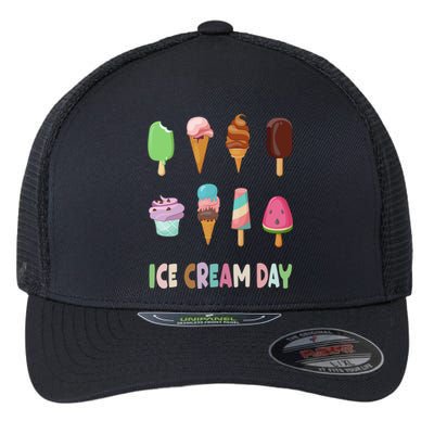 Ice Cream Day Gift Ice Cream Party Gift Flexfit Unipanel Trucker Cap