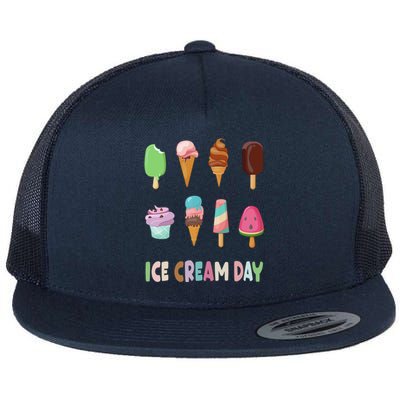 Ice Cream Day Gift Ice Cream Party Gift Flat Bill Trucker Hat