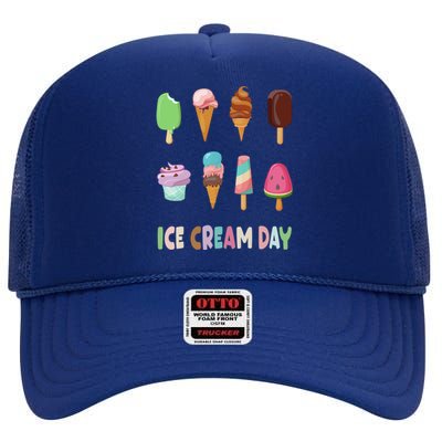 Ice Cream Day Gift Ice Cream Party Gift High Crown Mesh Back Trucker Hat