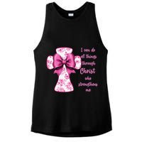 I Can Do All Things Through Christ Toile Cross And Bow Ladies PosiCharge Tri-Blend Wicking Tank