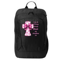 I Can Do All Things Through Christ Toile Cross And Bow City Backpack