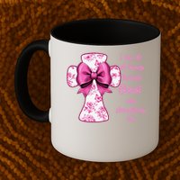 I Can Do All Things Through Christ Toile Cross And Bow Mug