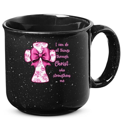 I Can Do All Things Through Christ Toile Cross And Bow 15oz Campfire Ceramic Mug