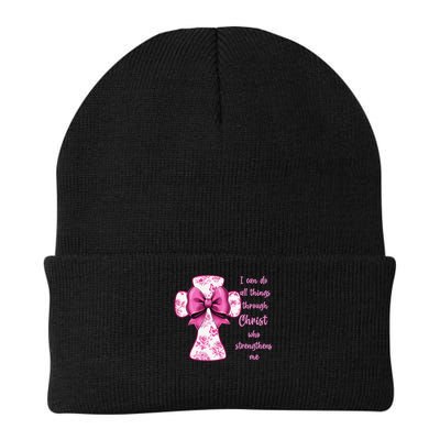 I Can Do All Things Through Christ Toile Cross And Bow Beanie