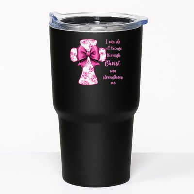 I Can Do All Things Through Christ Toile Cross And Bow Tumbler