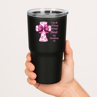I Can Do All Things Through Christ Toile Cross And Bow Tumbler