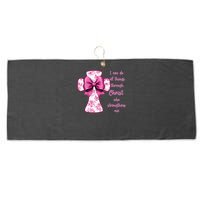 I Can Do All Things Through Christ Toile Cross And Bow Large Microfiber Waffle Golf Towel