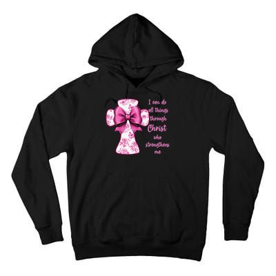 I Can Do All Things Through Christ Toile Cross And Bow Tall Hoodie