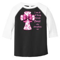 I Can Do All Things Through Christ Toile Cross And Bow Toddler Fine Jersey T-Shirt