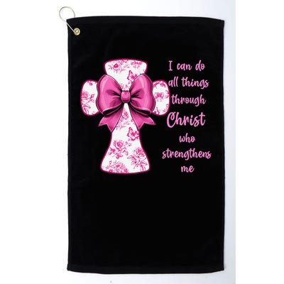 I Can Do All Things Through Christ Toile Cross And Bow Golf Towel