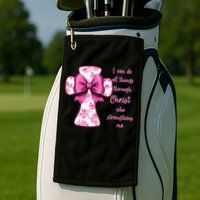 I Can Do All Things Through Christ Toile Cross And Bow Golf Towel