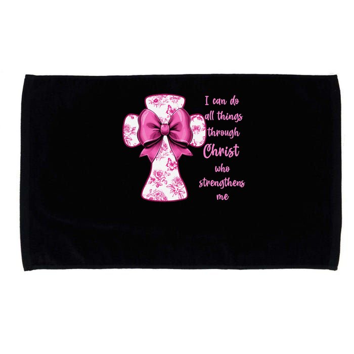 I Can Do All Things Through Christ Toile Cross And Bow Microfiber Hand Towel