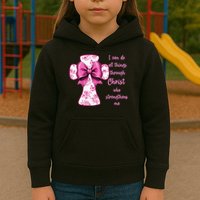 I Can Do All Things Through Christ Toile Cross And Bow Kids Hoodie