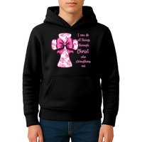 I Can Do All Things Through Christ Toile Cross And Bow Kids Hoodie