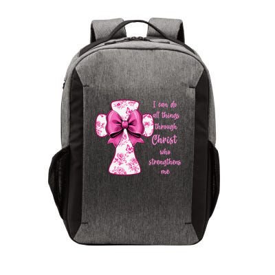 I Can Do All Things Through Christ Toile Cross And Bow Vector Backpack