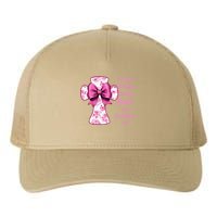 I Can Do All Things Through Christ Toile Cross And Bow Yupoong Adult 5-Panel Trucker Hat