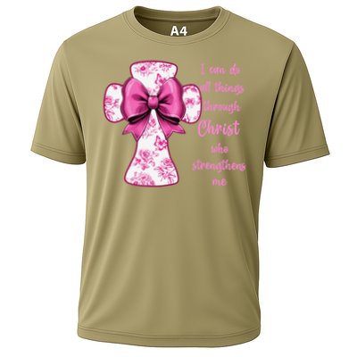 I Can Do All Things Through Christ Toile Cross And Bow Performance Shirt