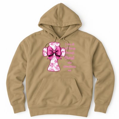 I Can Do All Things Through Christ Toile Cross And Bow Hoodie