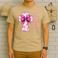 I Can Do All Things Through Christ Toile Cross And Bow T-Shirt